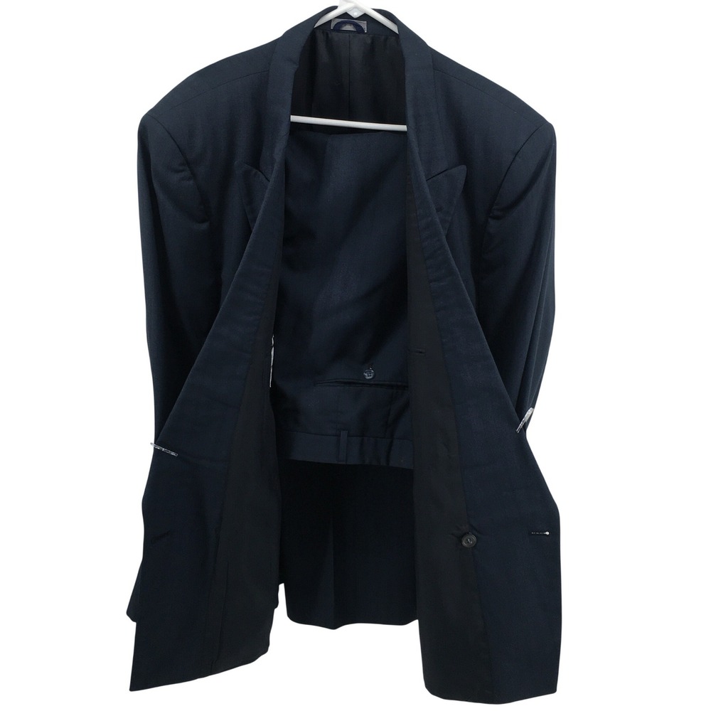Mario Zignone Suit Set Men R48 Navy Blue Double Breasted Italian Wool Blend